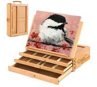 VISWIN Grande Cavalletto da Tavolo Regolabile con 3 Cassetti, Scatola per Cavalletto per Pittura in Legno di Faggio Premium, Cavalletto da Tavolo per Artista Portatile per Adulti, Artista
