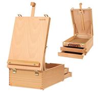 VISWIN Grande Scatola per Cavalletto da Tavolo con 3 Cassetti, Scatola Portatile per Cavalletti in Legno di Faggio per Dipingere Tele, Materiale Artistico, Adulti, Principianti, Artisti