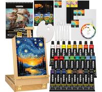 VISWIN Kit di Pittura Acrilica 62 Pezzi con Cavalletto Valigetta, Set Professionale con 24 Acrilici, Tele, Pennelli & Blocco, Regalo per Adulti, Bambini, Artisti