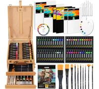 VISWIN Kit Pittura Acrilici Deluxe, 74 Pezzi Completi con Cavalletto da Tavolo, 48 Colori, Tela, Pennelli, Set Pittura per Adulti, Artisti e Principianti