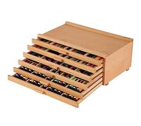 VISWIN Scatola di Immagazzinaggio per Artisti a 6 Cassetti con Divisori Rimovibili, Scatola di Immagazzinamento per l'arte in Legno di Faggio Premium, Organizzatore per Materiale Artistico