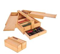 VISWIN Scatola di Immagazzinamento per Artisti a Tre Strati, Cassettiera Portatile in Legno di Faggio Massiccio con Cassetto, Scatola di Immagazzinamento per attrezzi Artistici per La Pittura