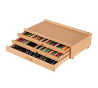 VISWIN Scatola per Artisti a 3 Cassetti con Divisori Rimovibili, Scatola per l'Immagazzinamento di Materiale Artistico in Legno di Faggio, Scatola Organizzativa Portatile per Materiali Arti