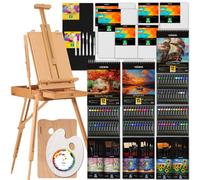 VISWIN Set Pittura Artista all-in-One, 147 Pezzi Kit Pittura Professionale con Cavalletto Francese, Set Pittura Olio, Acquerello e Acrilico, Tela, Pennello, Tavolozza, Kit Pittura per Adulti, Artista