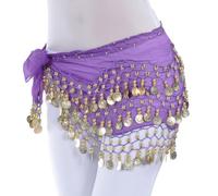 Visxcnu 1PC Sciarpa all'anca di Danza del Ventre, Sciarpe all'anca con Gonna di Danza del Ventre con Monete d'oro Pendenti per lezione di Yoga di Danza del Ventre in Costume