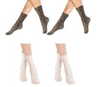 Visxcnu 4pair Ladies Fishnet Socks Donne Calzini Pizzo Ruffle Cavigliera Calzini Pizzo Fishnet Ruffles Hollow Out Calzini Donna Pizzo Calzini Per Le Donne Ragazze Abito, 35-38