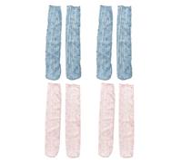 Visxcnu 4pair Ladies Fishnet Socks Donne Calzini Pizzo Ruffle Cavigliera Calzini Pizzo Fishnet Ruffles Hollow Out Calzini Donna Pizzo Calzini Per Le Donne Ragazze Abito,M,(Blu+Rosa)