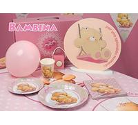 Visy Kit Decorazioni Idee Addobbi Set Bimba Rosa Divertente Festa Girl Battesimo Compleanno Piatti Tovaglioli Tovaglia Bicchieri Palloncini Candeline Bandierine Party Nascita 169PZ