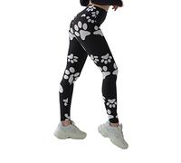 Vita alta 4 Way Stretch Yoga Allenamento Caviglia Lunghezza Nessun See-Through Soft Squat Proof Leggings Donna & Winter Premium Fur Fleece Leggings, zampa di cane., S-M