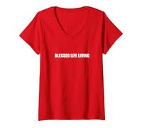 Vita Benedetta Vivere Maglietta con Collo a V, Donna, Rosso, L