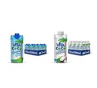 Vita Coco Acqua Di Cocco Originale 12x330 ml & Extra 12x330 ml, Piena Di Elettroliti, Senza Glutine, Ricca Di Vitamina C E Potassio, Gusto Cocco