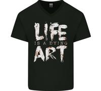 Vita È Un Dying Arte Slogan Pessimist Artista Uomo Scollo A V Cotone T-Shirt