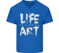 Vita È Un Dying Arte Slogan Pessimist Artista Uomo Scollo A V Cotone T-Shirt