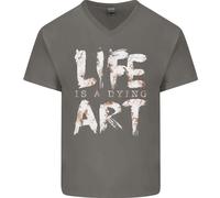 Vita È Un Dying Arte Slogan Pessimist Artista Uomo Scollo A V Cotone T-Shirt
