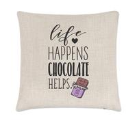 Vita Happens Cioccolato Permette Di Lino Copricuscino - Cuscino Divertente