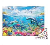 Vita marina sottomarina 1000 Tessere Barriera corallina con delfini Cartone Resistente Puzzle Da 14 Anni, Stimolante Svago, Idea Regalo Originale Per Ragazzi E Adulti 38x26cm/1000pcs