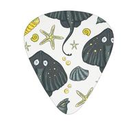 Vita marina Stingray,12 pezzi di plettri per chitarra, 3 plettri di diverso spessore per chitarra acustica, basso, ukulele