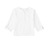 Vita quotidiana Vacanza Solida Scollo a V Manica Lunga Top Camicia Camicetta Borsa, bianco, 13-14 Anni