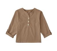 Vita quotidiana Vacanza Solida Scollo a V Manica Lunga Top Camicia Camicetta Borsa, cachi, 13-14 Anni