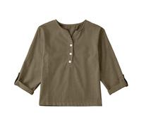Vita quotidiana Vacanza Solida Scollo a V Manica Lunga Top Camicia Camicetta Borsa, caffè, 13-14 Anni