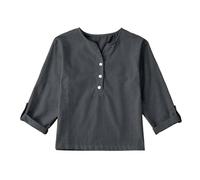 Vita quotidiana Vacanza Solida Scollo a V Manica Lunga Top Camicia Camicetta Borsa, grigio scuro, 13-14 Jahre