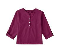 Vita quotidiana Vacanza Solida Scollo a V Manica Lunga Top Camicia Camicetta Top, Vino, 11-12 Jahre