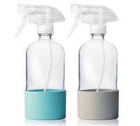 Vitachy. 2 pz Polverizzatore Vetro Vetro 500ml Base in Silicone. Bottiglia spray in vetro per acqua pulizia pettinatura animali domestici. Spray atomizzatore (Blu e Grigio)