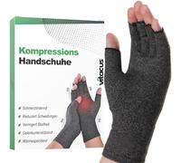 vitacus Guanti a compressione per artrite - Guanti per artrosi per uomo e donna - Guanti senza dita per uso quotidiano per alleviare il dolore e sostenere le articolazioni - 1 paio, grigio (taglia L)