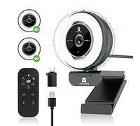 VITADE Webcam in streaming con luce ad anello, webcam zoomabile con telecomando, 1080P 60FPS, messa a fuoco automatica veloce, copertura privacy integrata, laptop, desktop Zoom Skype Teams