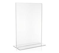 VITAdisplays Espositore pubblicitario in PLEXIGLAS originale, formato DIN A3, cavalletto a T in vetro acrilico trasparente, con garanzia antiingiallimento di 30 anni
