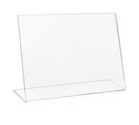 VITAdisplays Supporto a L DIN A4 orizzontale, supporto da tavolo, supporto a L, supporto per poster, supporto pubblicitario, obliquo, in PLEXIGLAS originale, DIN A4, trasparente