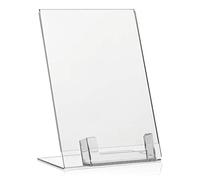 VITAdisplays Espositore per Biglietti da Visita, Formato Visiera, Trasparente pubblicitario con Scomparto Extra, Plexiglas, DIN A5 + Visi-Fach