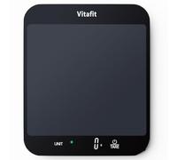 Vitafit 15kg Bilancia Cucina Digitale Precisione 1g, 215x180mm Piattaforma | Professionale Fabbrica Dal 2001 Approvata LFGB Bilancia da Cucina Alimentare per Cucinare Cuocere e Caffè, 3 AAA, Nera, LED