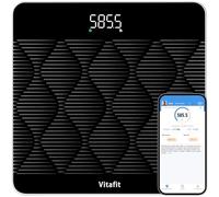 Vitafit 300kg Bilancia Pesapersone Digitale in 0,05kg, Elevata Precisione Assicurato Dalla Bilancia Professionale di Fabbrica DAL 2001, Piattaforma Grande in Vetro Temperato 8mm, LED, 3*AAA, Nero