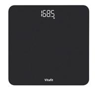 Vitafit Bilancia Pesapersone Digitale, Alta Precisione di 0,05kg dalla Fabbrica Professionale Pesa Persone Dal 2001, LED e Step-On, 3*AAA Batterie Incluse, 182kg, Spray Argento Nero
