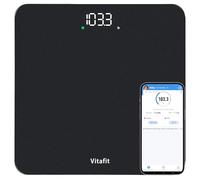 Vitafit Bilancia Pesapersone Digitale, Elevata Precisione Assicurato Dalla Professionale Della Pesatura DAL 2001, Bilancia Peso BMI con App, 182kg in 0.05kg, Spray Argento Nero