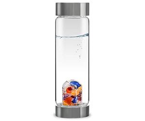 VitaJuwel ViA AYURVEDA - Bottiglia d'Acqua delle Gemme con Ametista, Latte Opale, Lapis Lazuli, Corniola e Cristallo di Rocca