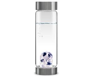 VitaJuwel ViA BALANCE - Bottiglia d'acqua in cristallo con sodalite, calcedonio e quarzo trasparente, con pace interiore, riflessione e meditazione