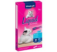 Vitakraft Liquid Snack, snack gatto liquidi, con salmone MSC, leccornia per cani, con acidi grassi omega 3, per una pelle sana, a ridotto contenuto calorico (1 confezione con 6x 85g)