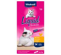 Vitakraft Liquid Snack, con pollo, leccornia per gatti, con taurina, a sostegno della funzione oculare, sostiene la funzione cardiaca, a ridotto contenuto calorico (1 confezione con 6x 15g)