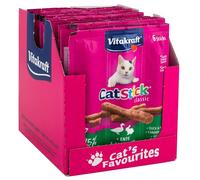 Vitakraft Cat Stick Classic, snack gatto, bastoncino con carne, con anatra e coniglio, confezione scorta (10x 36g)