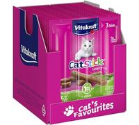 Vitakraft Cat Stick Healthy, Snack per Gatti, Mini Bastoncini carnosi, con Pollo e Erba di Gatto, per Aiutare la digestione, in Contenitore, Senza aggiunta di Zucchero (20 x 3 Pezzi)