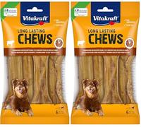 Vitakraft Chews, snack per cani, lunghezza 14 cm, osso da masticare a lunga durata, per un'occupazione intensa, in pelle bovina secca e pressata, per cani di grossa taglia (1 x 6 pezzi)
