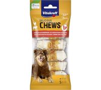 Vitakraft Chews, spuntino per cani, nodo da masticare per ricompensa, in pelle di manzo secca, avvolto con carne di pollo magra, basso contenuto di grassi, per cani di piccola taglia (1 x 5 pezzi)