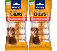 Vitakraft Chews, spuntino per cani, nodo da masticare per ricompensa, in pelle di manzo secca, avvolto con carne di pollo magra, basso contenuto di grassi, per cani di piccola taglia (1 x 5 pezzi)