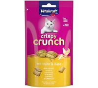 Vitakraft Crispy Crunch - Snack croccante per gatti riempito con pollo e formaggio, in sacchetto richiudibile, senza aggiunta di zucchero (1 x 60 g)
