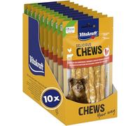 Vitakraft Delicious Chews, osso da masticare cane, bastoncini da masticare con pelle di manzo avvolta in carne di pollo, per occupazione, senza zuccheri aggiunti (10x 70g)