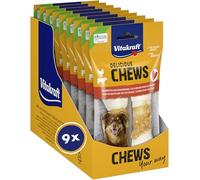 Vitakraft Delicious Chews, osso da masticare cane, ossi nodati da masticare con pelle di manzo avvolti in carne di pollo, per occupazione, senza zuccheri aggiunti (9x 70g)