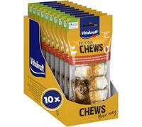 Vitakraft Delicious Chews, osso da masticare per cane, osso da masticare con pelle di manzo avvolto in carne di pollo, per occupazione, senza zuccheri aggiunti (10x 70g)