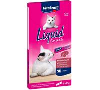 Vitakraft Liquid Snack, golosità gatto, snack gatto cremoso, con patè di fegato e biotina, in bustine singole, per una pelle migliore (1 pacchetto 6x 15g)